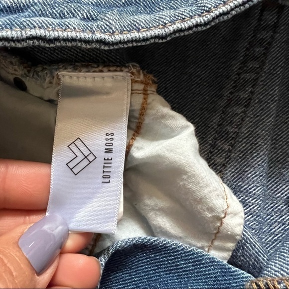 LOTTIE MOSS DENIM JEAN DAISY‎ EMBROIDERED RAW HEM WOMEN’S SKIRT SIZE 27 - Picture 8 of 11